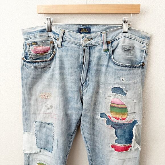 POLO RALPH LAUREN | Sullivan Slim Repaired Arroyo Laguna Aztec Patchwork | 33x30 - Picture 3 of 14